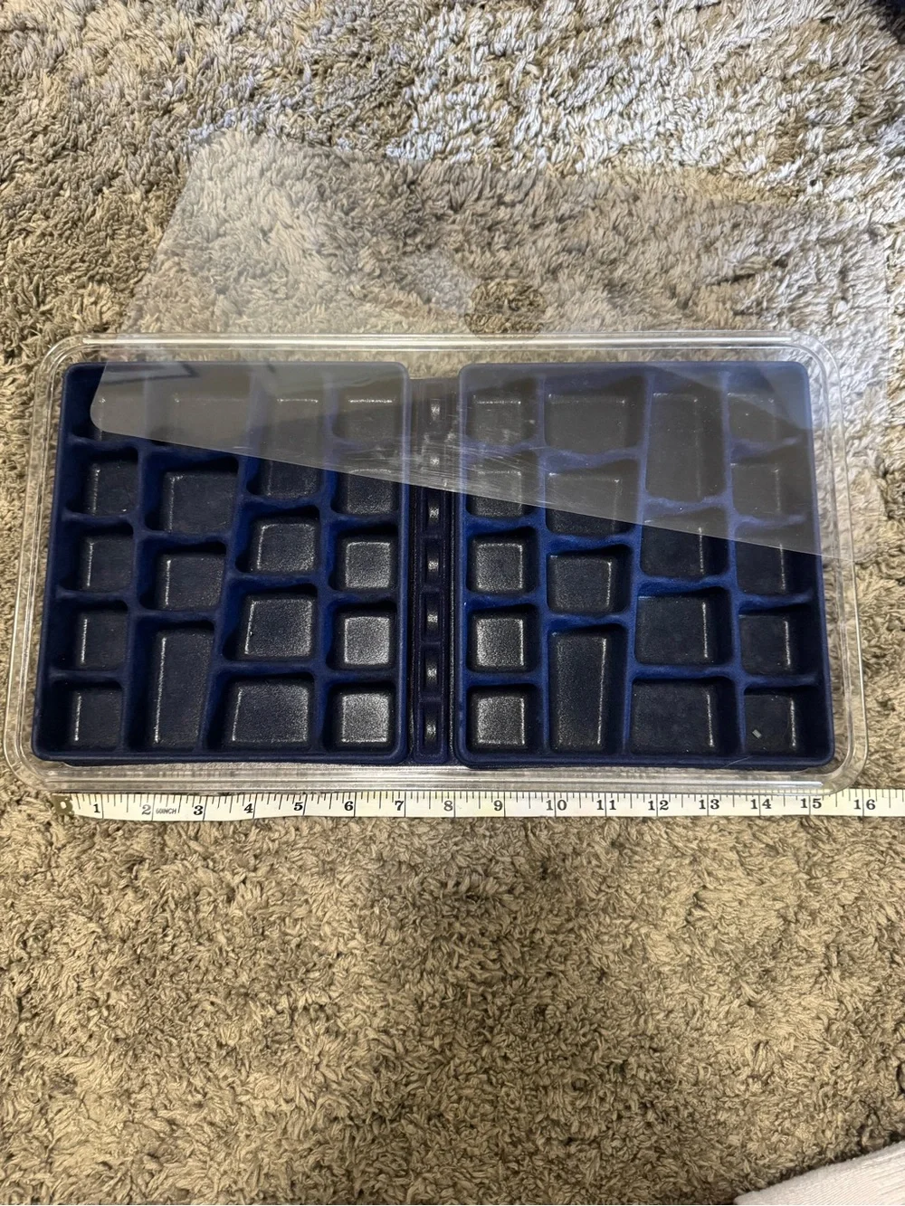 Set of 2 Velvet Jewelry Trays & Organizers with Clear Lids - Burgundy & Blue